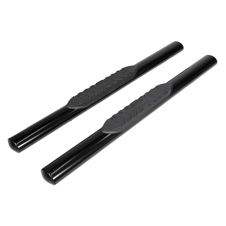 Trailfx TrailFX A1529B; Step Nerf Bar; With Step Pads 4 Inch Oval Straight Powder Coated Black Mild Steel A1529B
